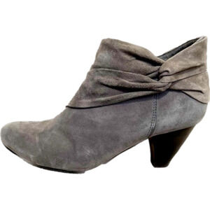 Brown’s Gray Suede Bootie, 3” chunky heel (8)